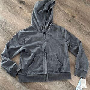 Cat & Jack Zip-Up Hoodie Washed Grey with heart